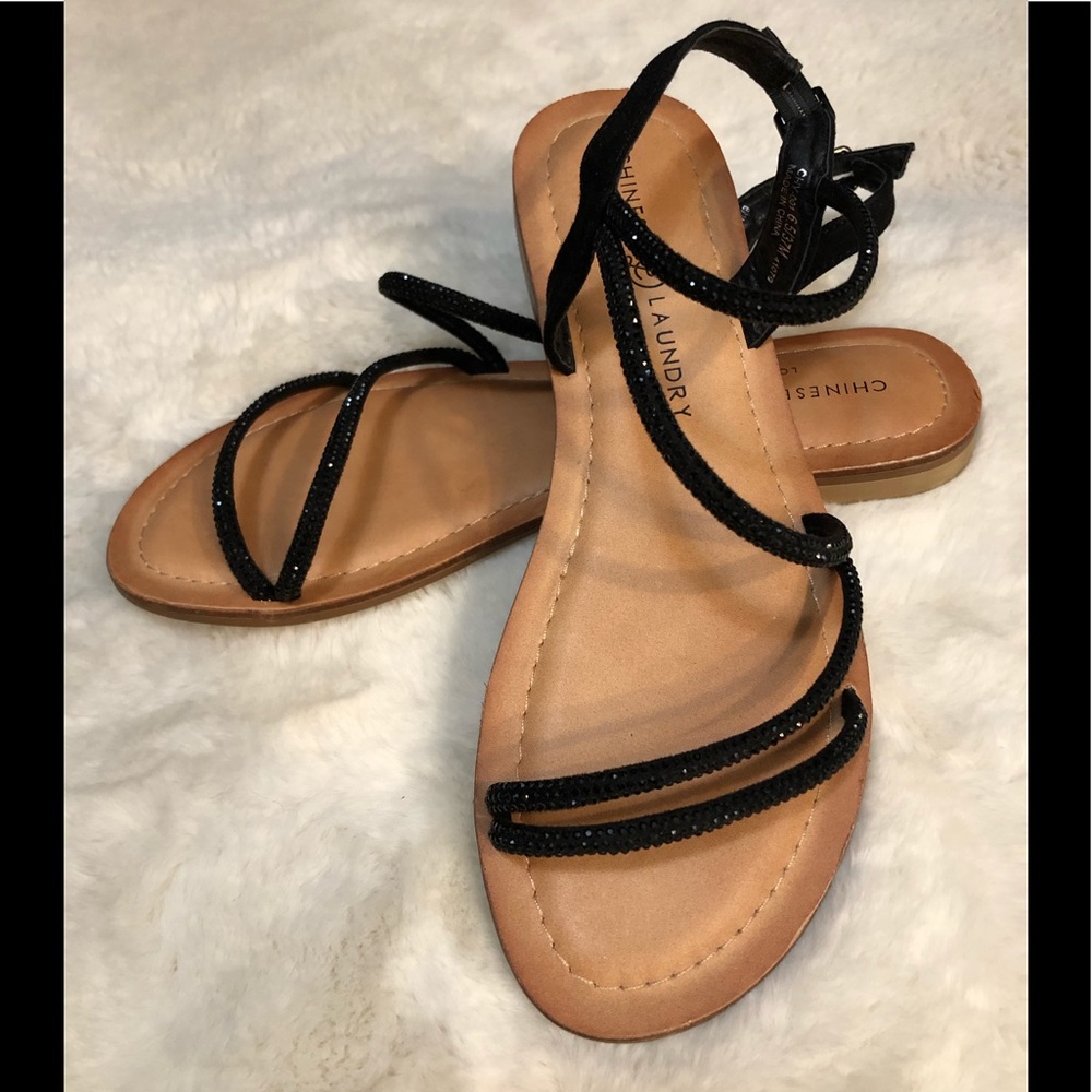 Chinese laundry black sparkly sandals size 6.5